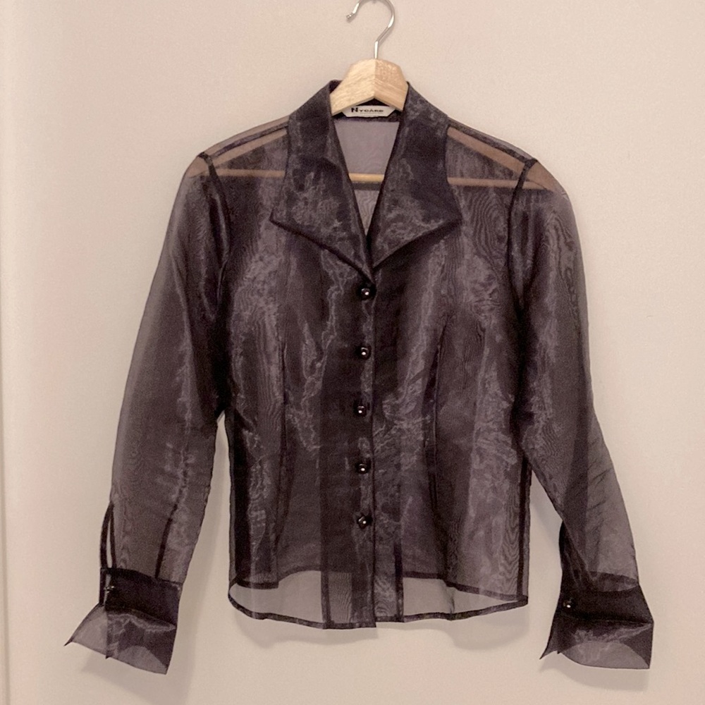 Vintage Nygard Sheer Blouse. Deep Plum Satiny finish . S/M